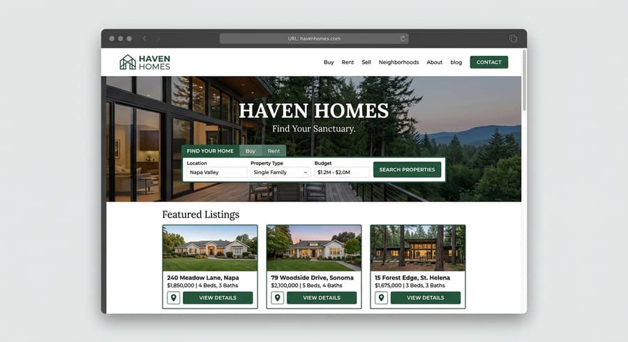 Real estate website concept